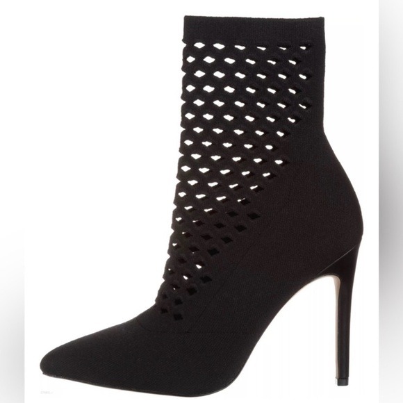 Aldo Seassi Perforated Black Sock Ankle Booties - Picture 3 of 6